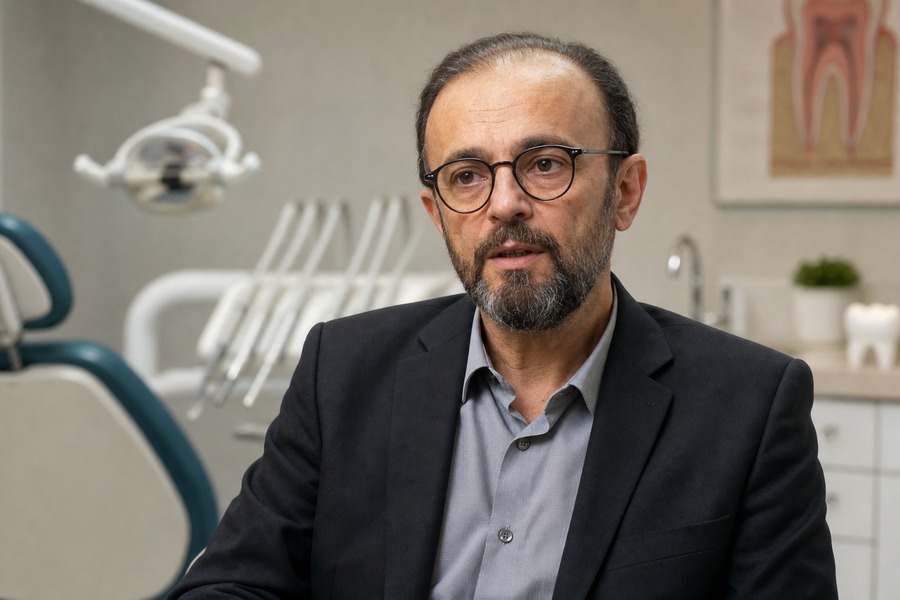 Dr. Ronaldo Dias em ambiente de prevenção odontológica, usado como capa da matéria sobre sinais iniciais do câncer de boca